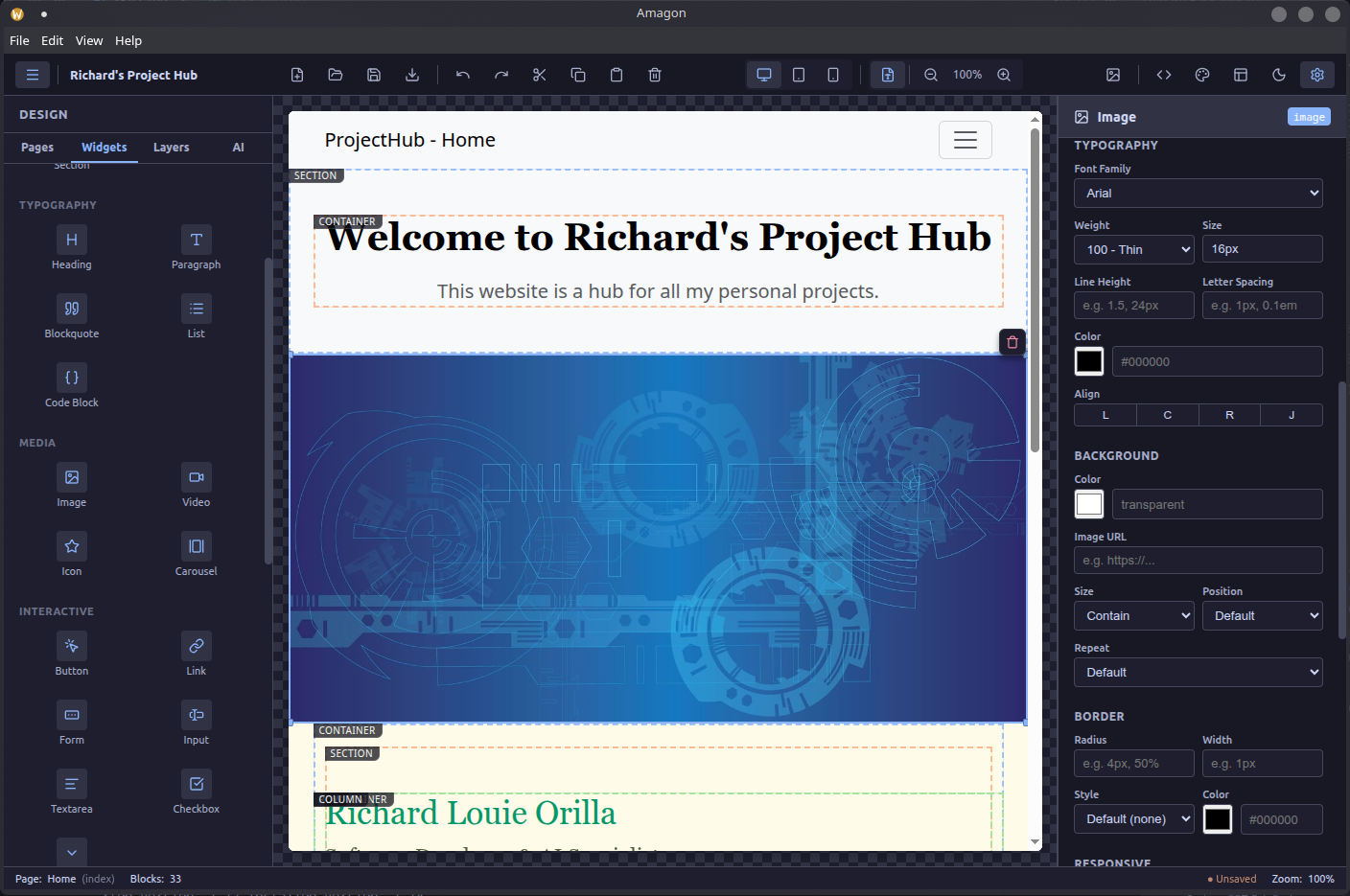 Amagon HTML Editor Interface